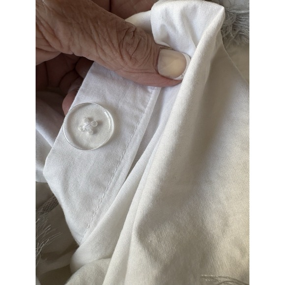 POTTERY BARN Gray tassels White  Linen Duvet Cover full size - Picture 2 of 4